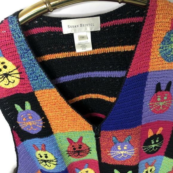 VTG Susan Bristol Embroidered CAT Lover Sweater - Picture 2 of 5